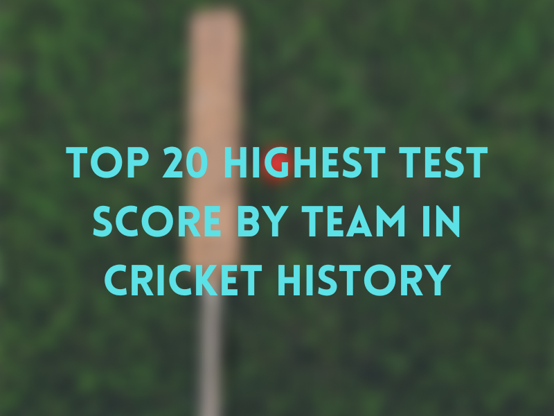 Top 20 Highest test score by team in  Cricket History